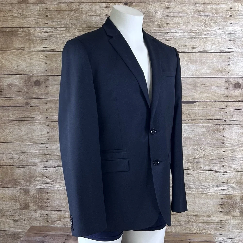 Express Slim Fit Navy Blue Two Button‎ Suit Jacket Blazer Mens 38R Notch Lapel